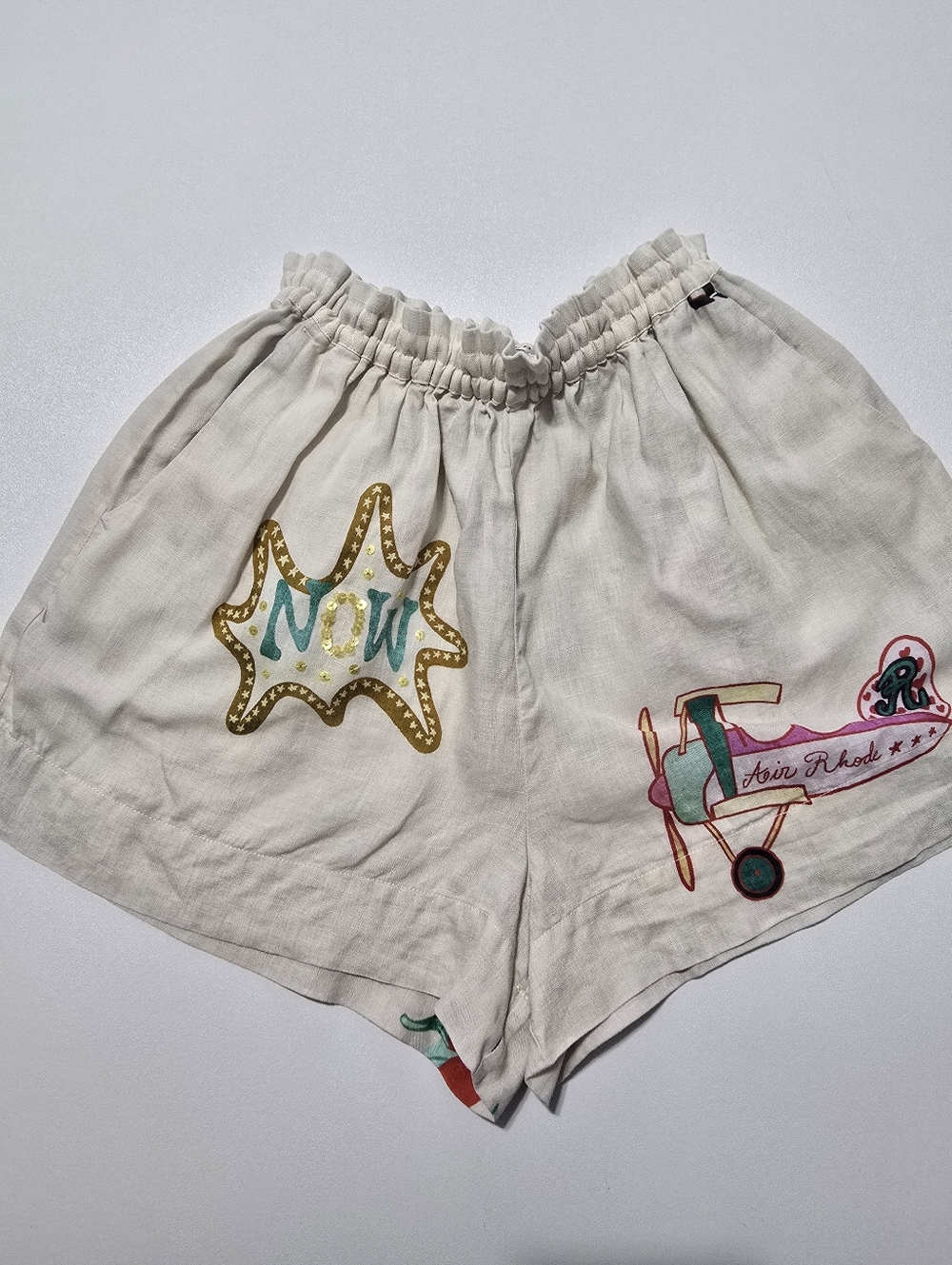 RHODE Audrina Short Off-White Graphic Lilen Size M - Picture 2 of 12
